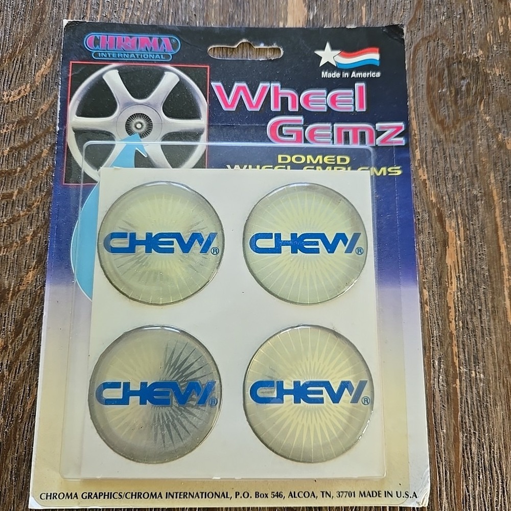 Vintage 90s Chevy Wheel Gemz Domed Emblems Rally Accent Trim Retro NOS 4pc